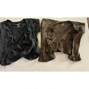Youth Girl bundle of two cover up open tops‎ w ruffles size 7-8 brown and black